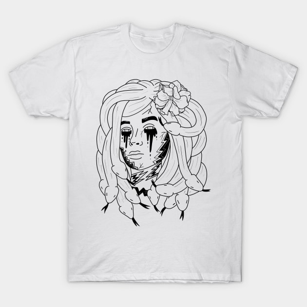 Medusa line art | sketch | tattoo T-Shirt by artoffaizan